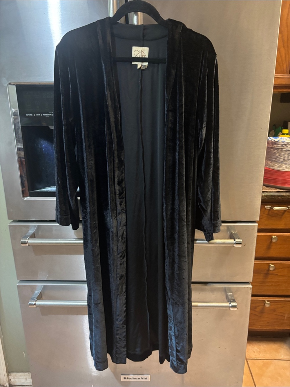 Chaser Black Velvet Long Open Robe